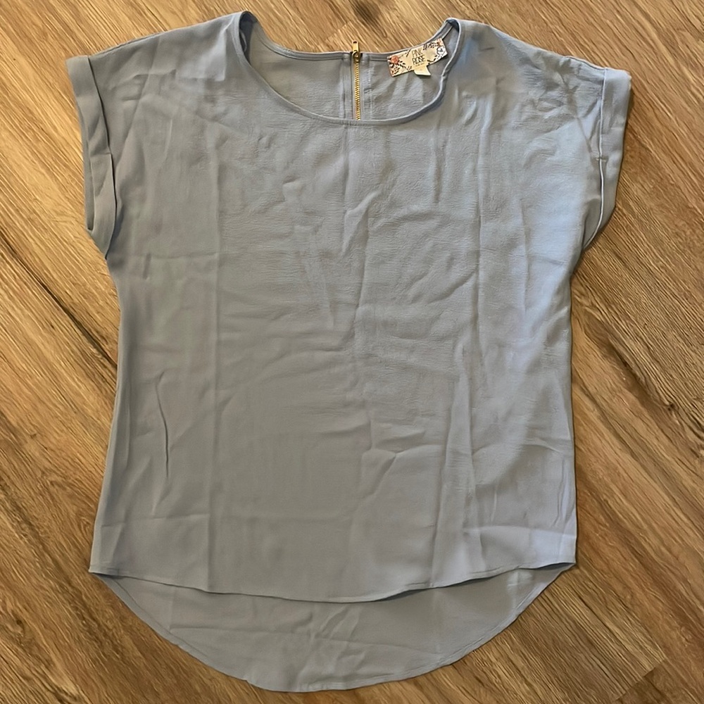 Light Blue Short Sleeve Blouse